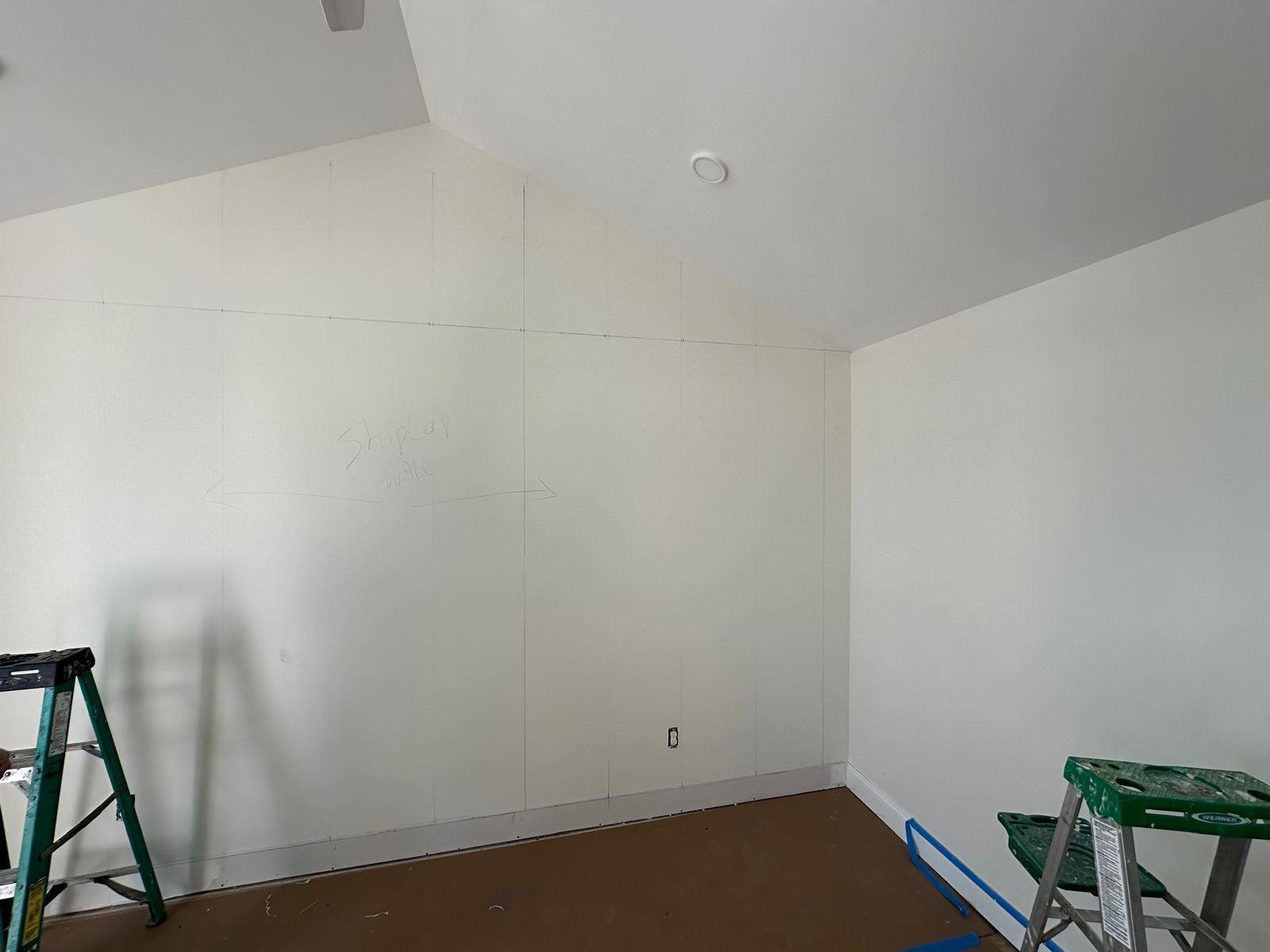Accent wall before shiplap installation